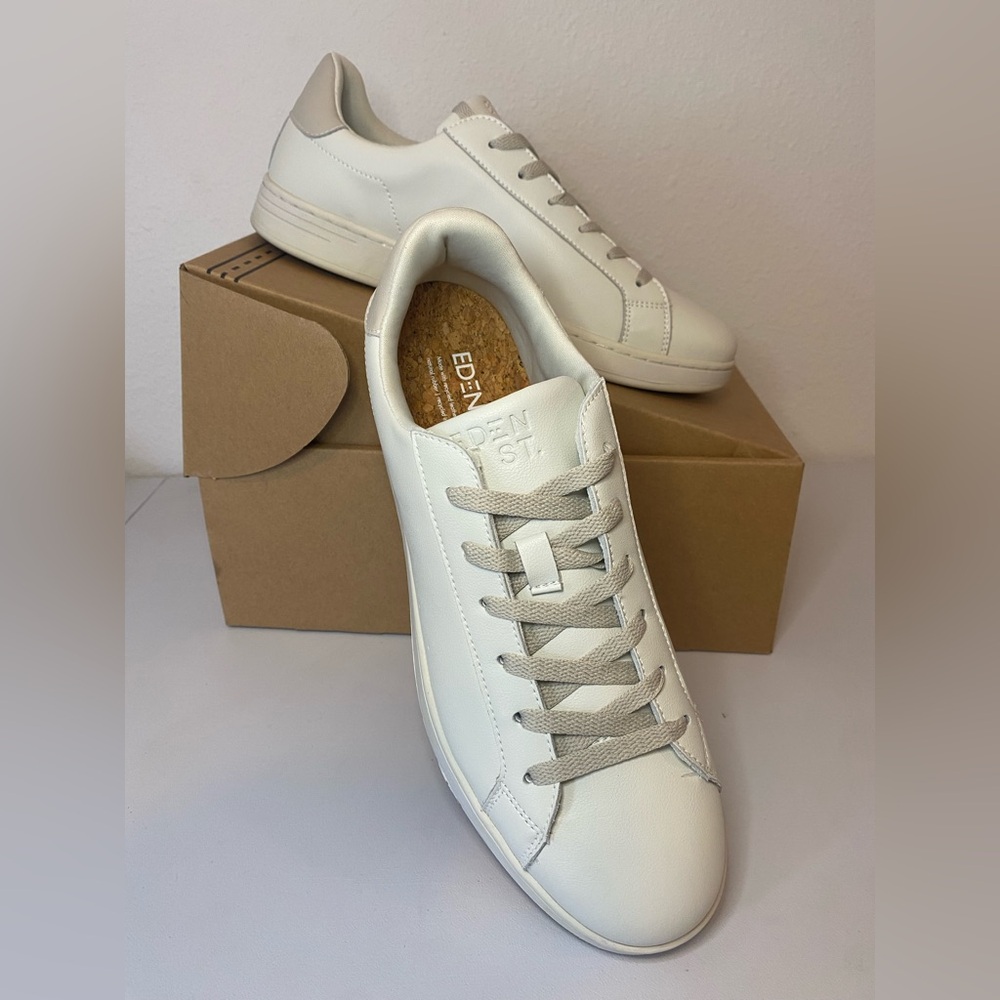 Eden St. White Men's Sneakers Recycled Leather.